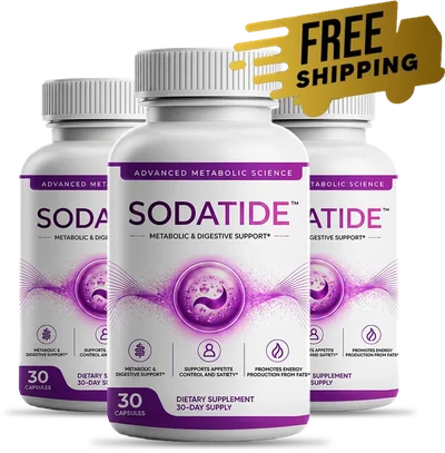 Three bottles of Sodatide supplement, 90-day supply with free shipping